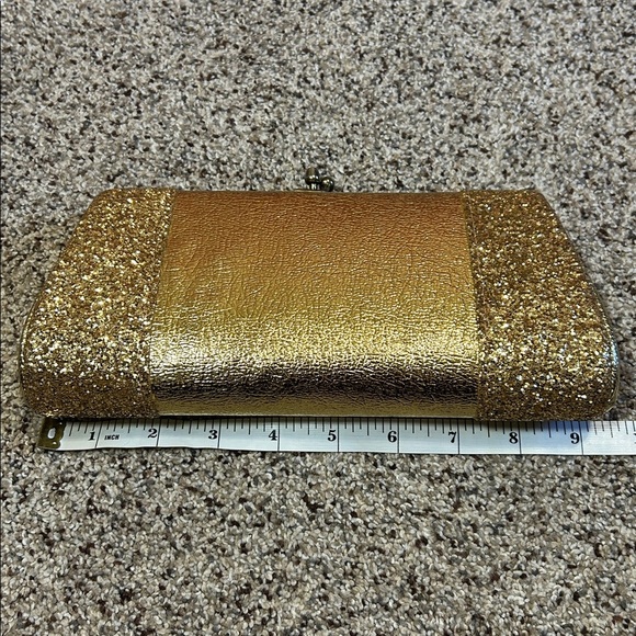 Vintage Gold Glitter Metallic Clutch Evening Bag - Picture 11 of 14